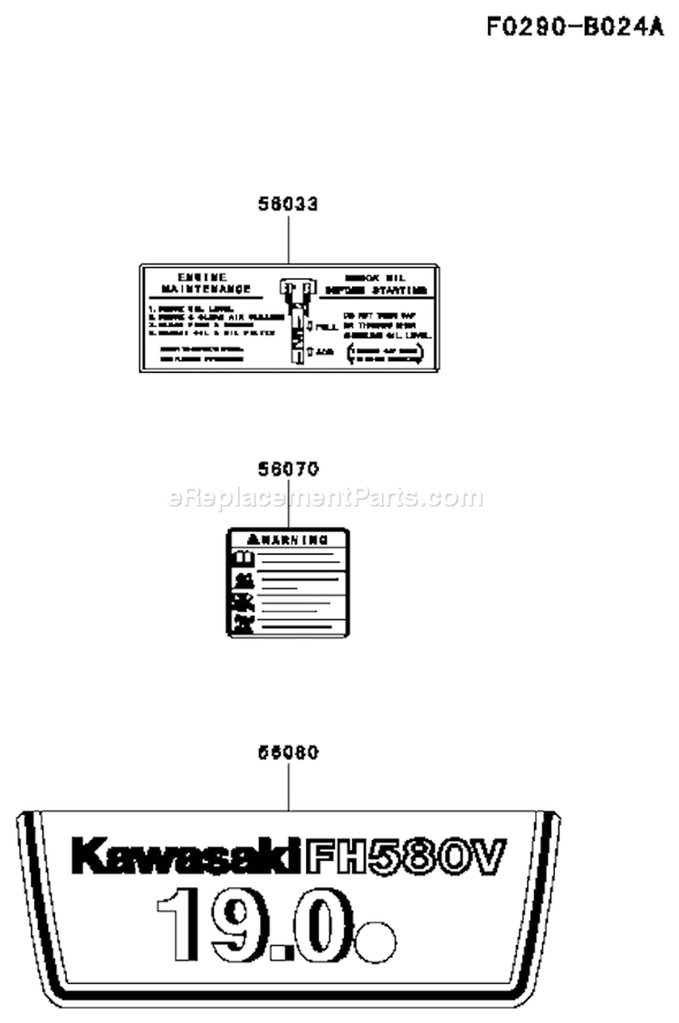 Page H Diagram and Parts List for FH580V AS11 Kawasaki Engine