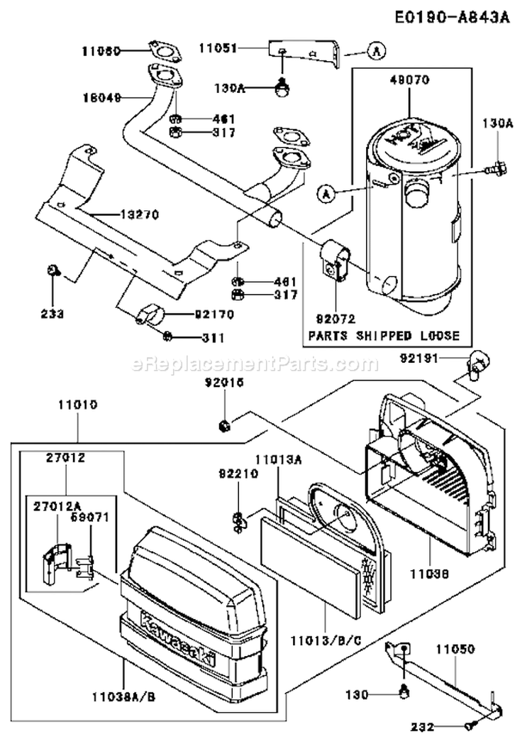Page A Diagram and Parts List for FH580V AS13 Kawasaki Engine