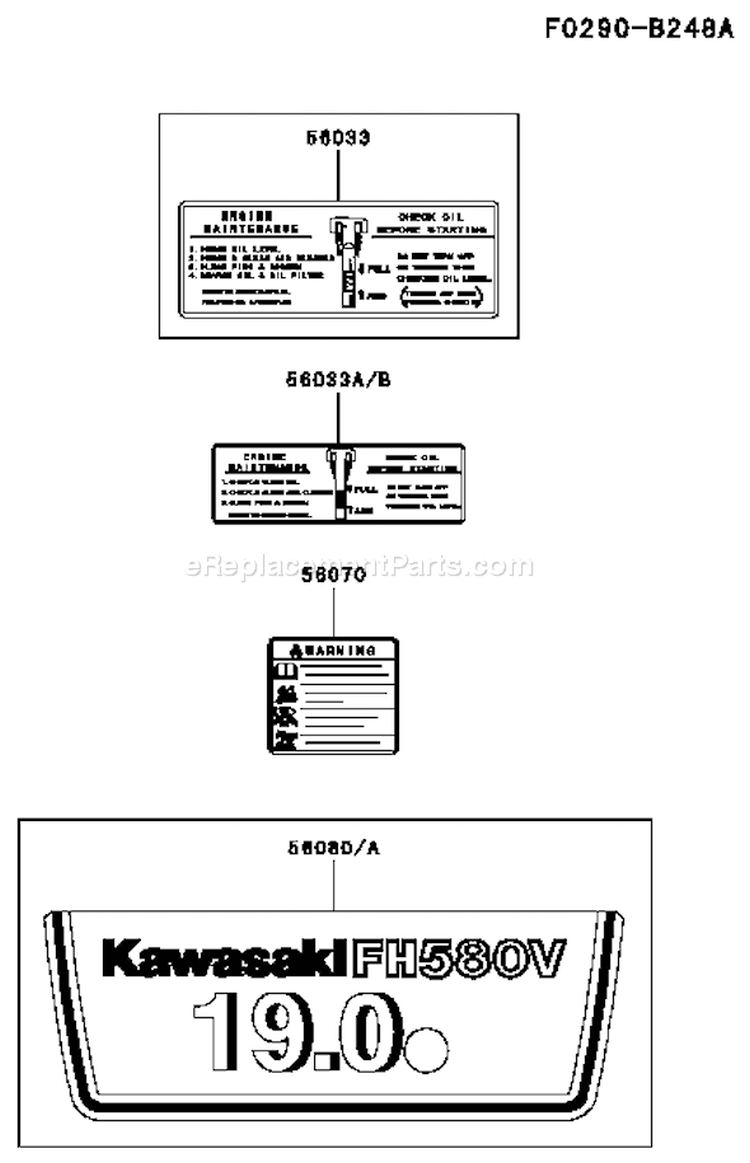 Page H Diagram and Parts List for FH580V AS13 Kawasaki Engine