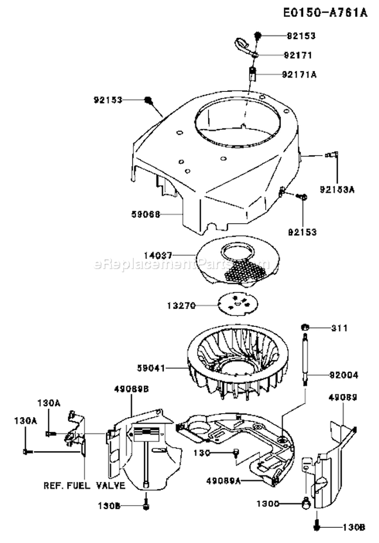 Page D Diagram and Parts List for FH580V BS17 Kawasaki Engine