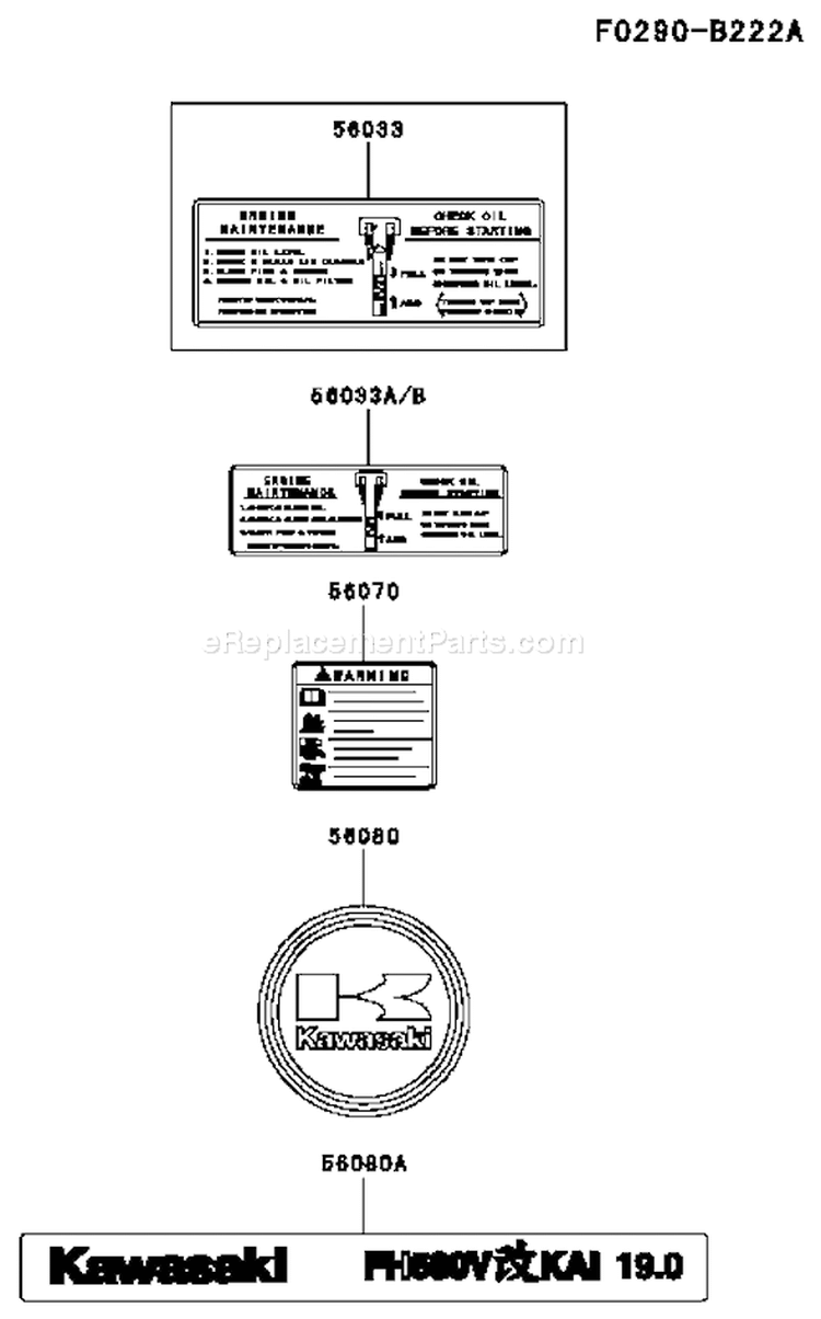 Page H Diagram and Parts List for FH580V BS27 Kawasaki Engine