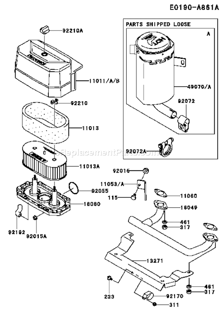 Page A Diagram and Parts List for FH580V BS31 Kawasaki Engine