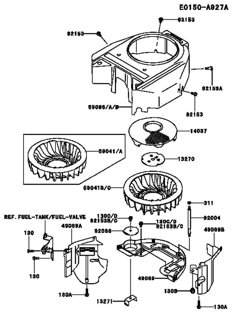 Page D Diagram and Parts List for FH580V BS34 Kawasaki Engine