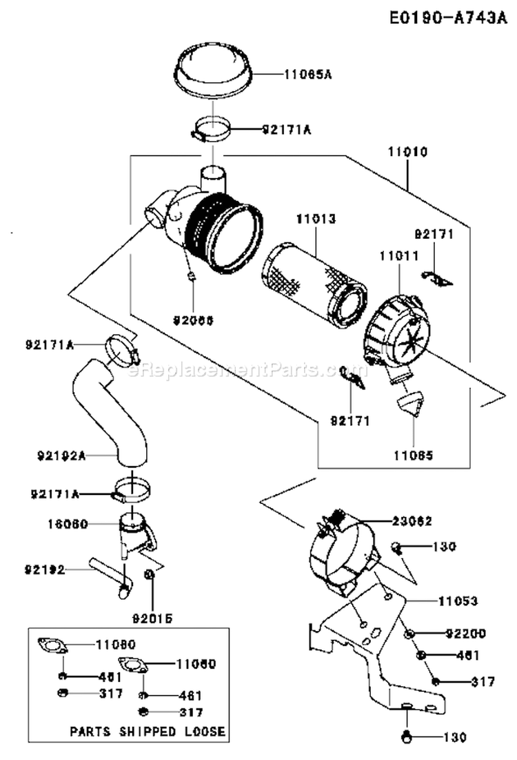 Page A Diagram and Parts List for FH541V-BS26  Kawasaki Engine