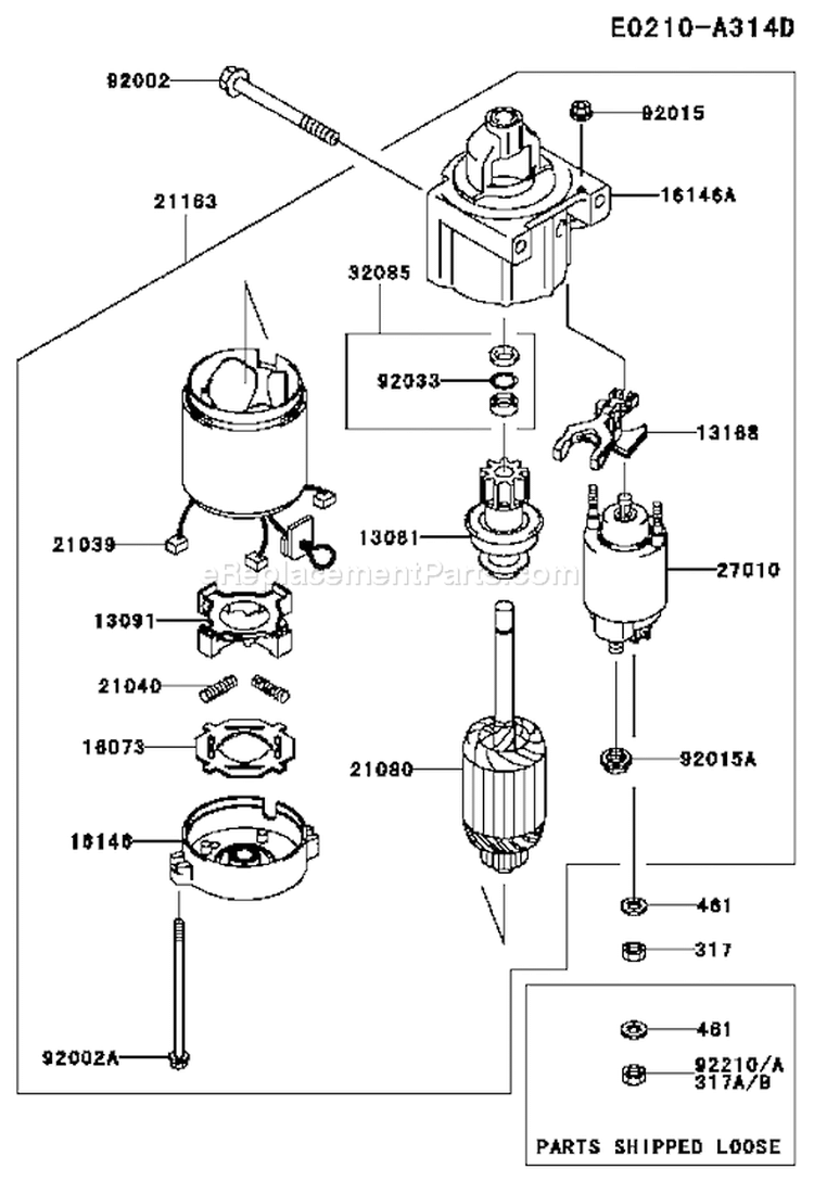 Page K Diagram and Parts List for FH580V AS37 Kawasaki Engine