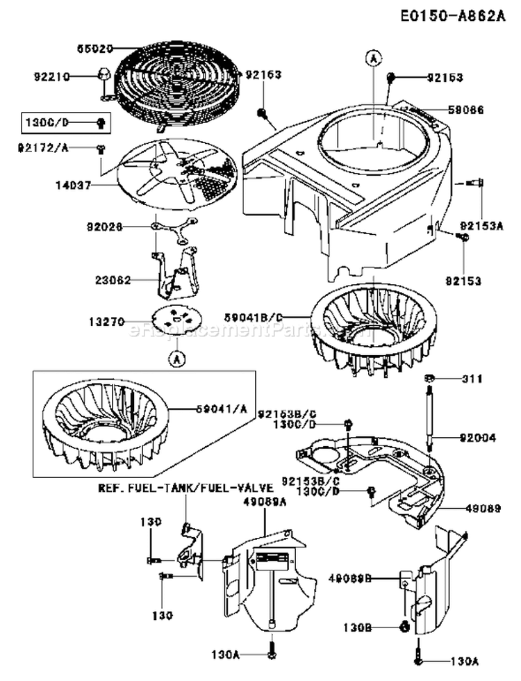 Page D Diagram and Parts List for FH580V AS37 Kawasaki Engine
