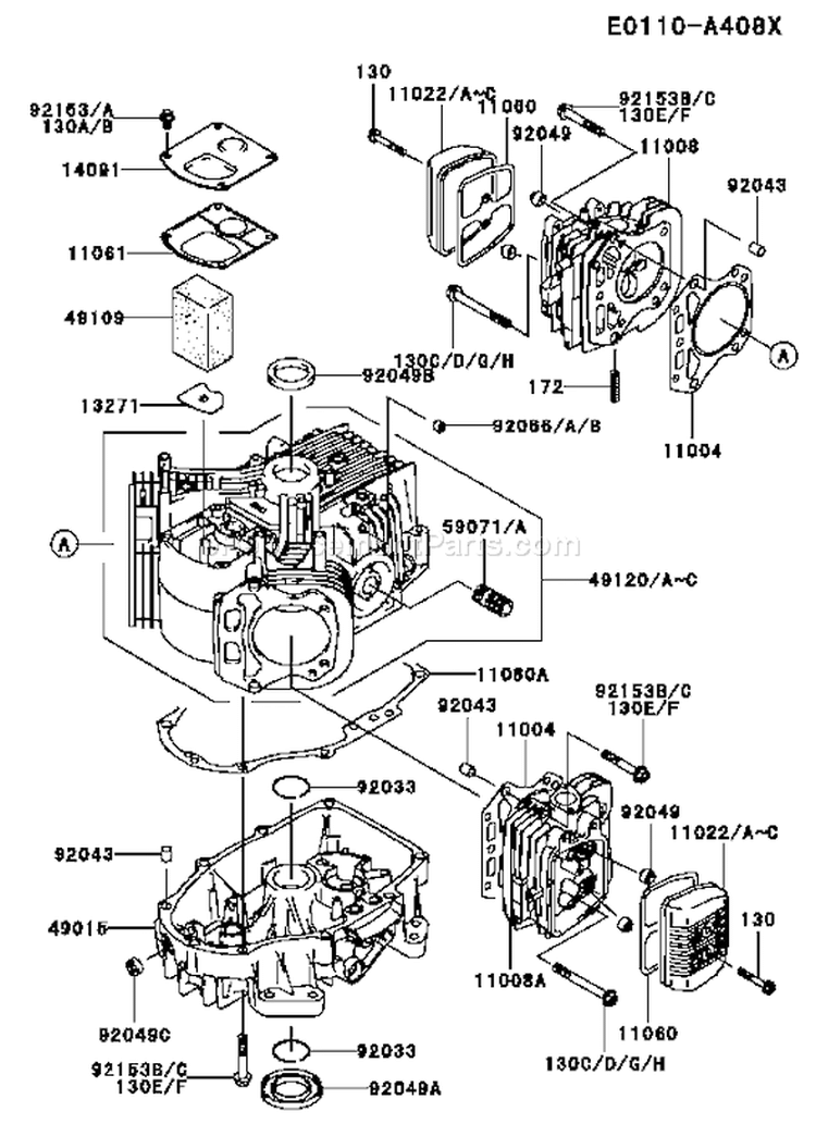 Page E Diagram and Parts List for FH580V AS37 Kawasaki Engine