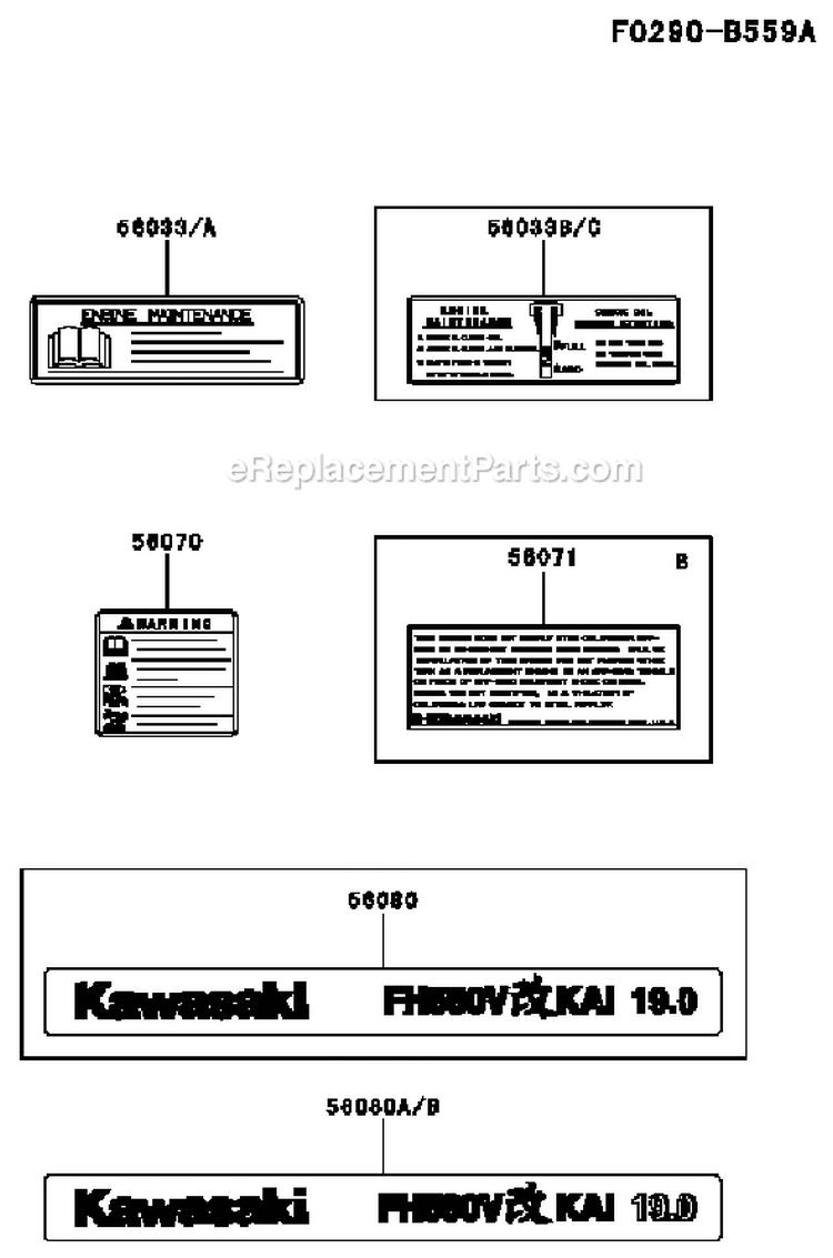 Page H Diagram and Parts List for FH580V BS39 Kawasaki Engine