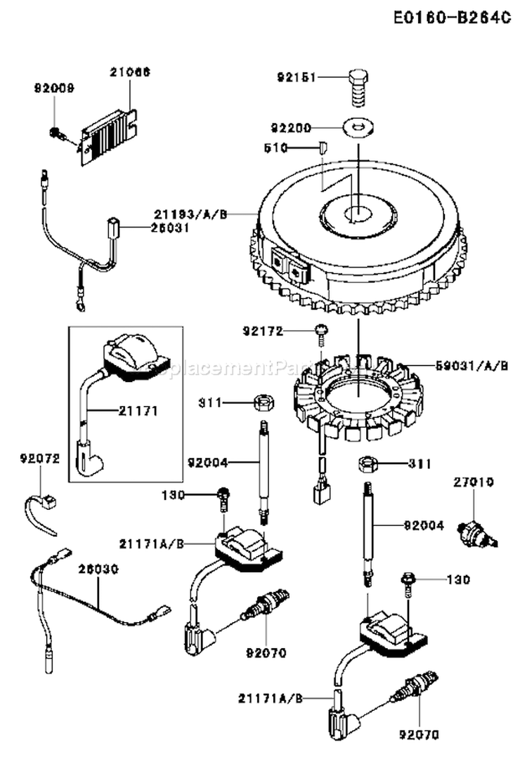 Page F Diagram and Parts List for FH580V AS40 Kawasaki Engine