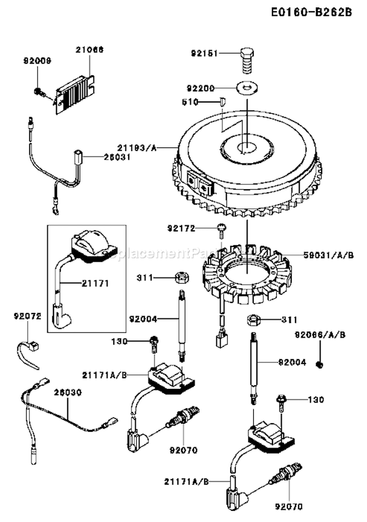 Page F Diagram and Parts List for FH580V AS41 Kawasaki Engine