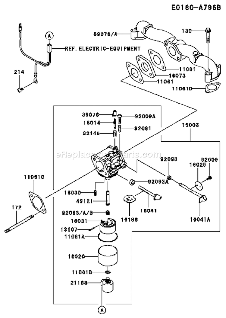 Page B Diagram and Parts List for FH580V BW00 Kawasaki Engine