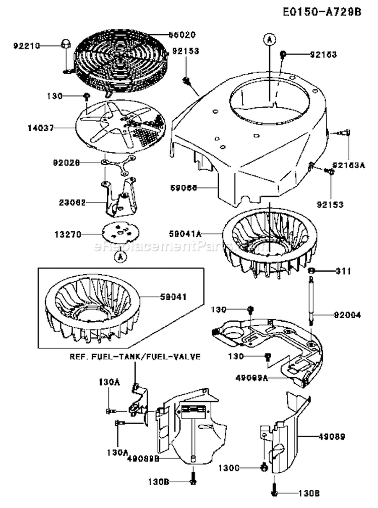 Page D Diagram and Parts List for FH500V HS10 Kawasaki Engine