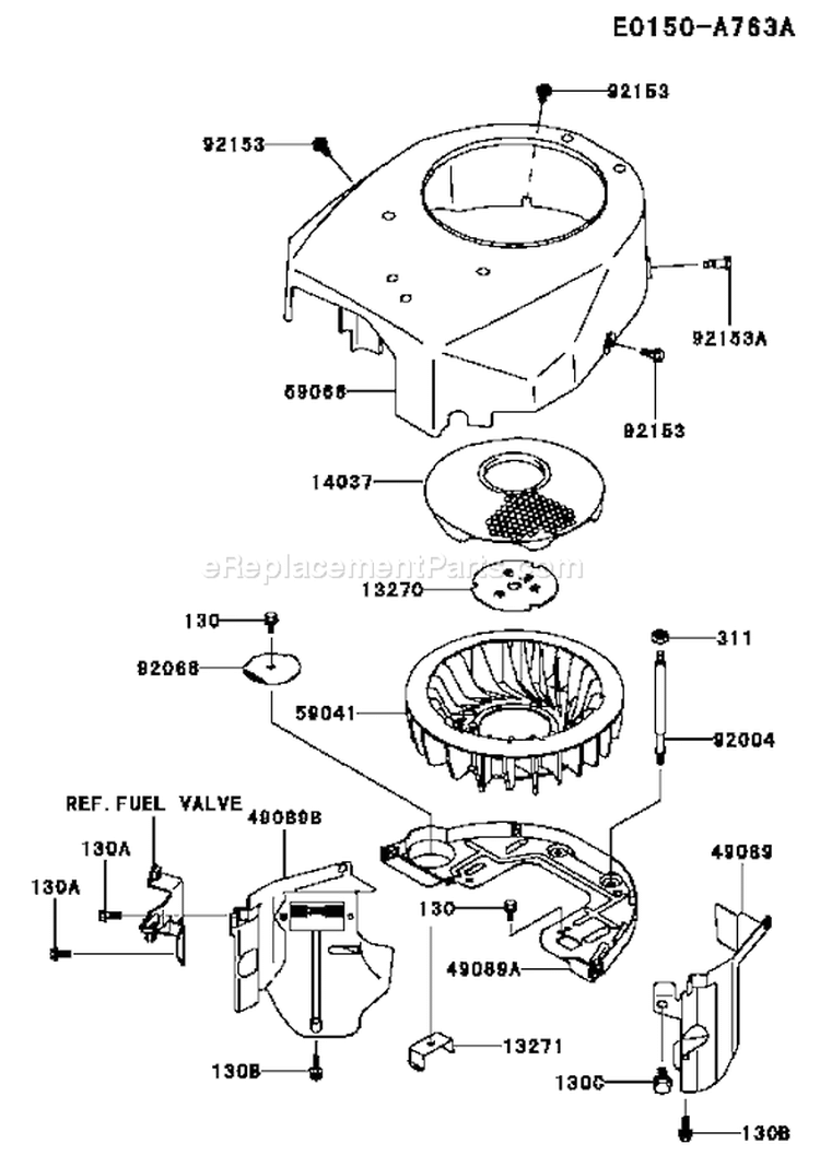 Page D Diagram and Parts List for FH580V CS03 Kawasaki Engine