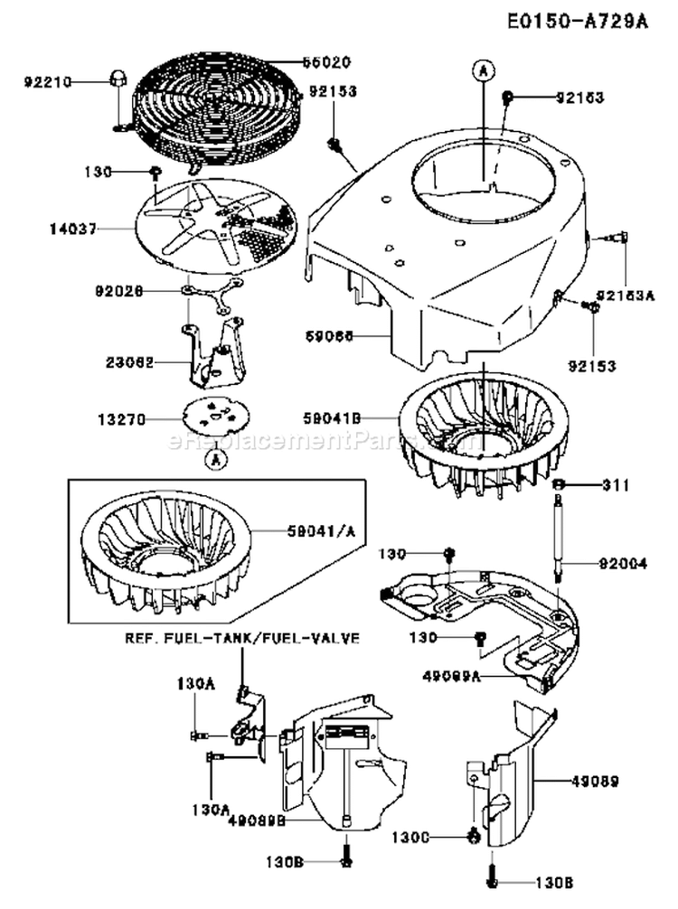 Page D Diagram and Parts List for FH580V AS14 Kawasaki Engine