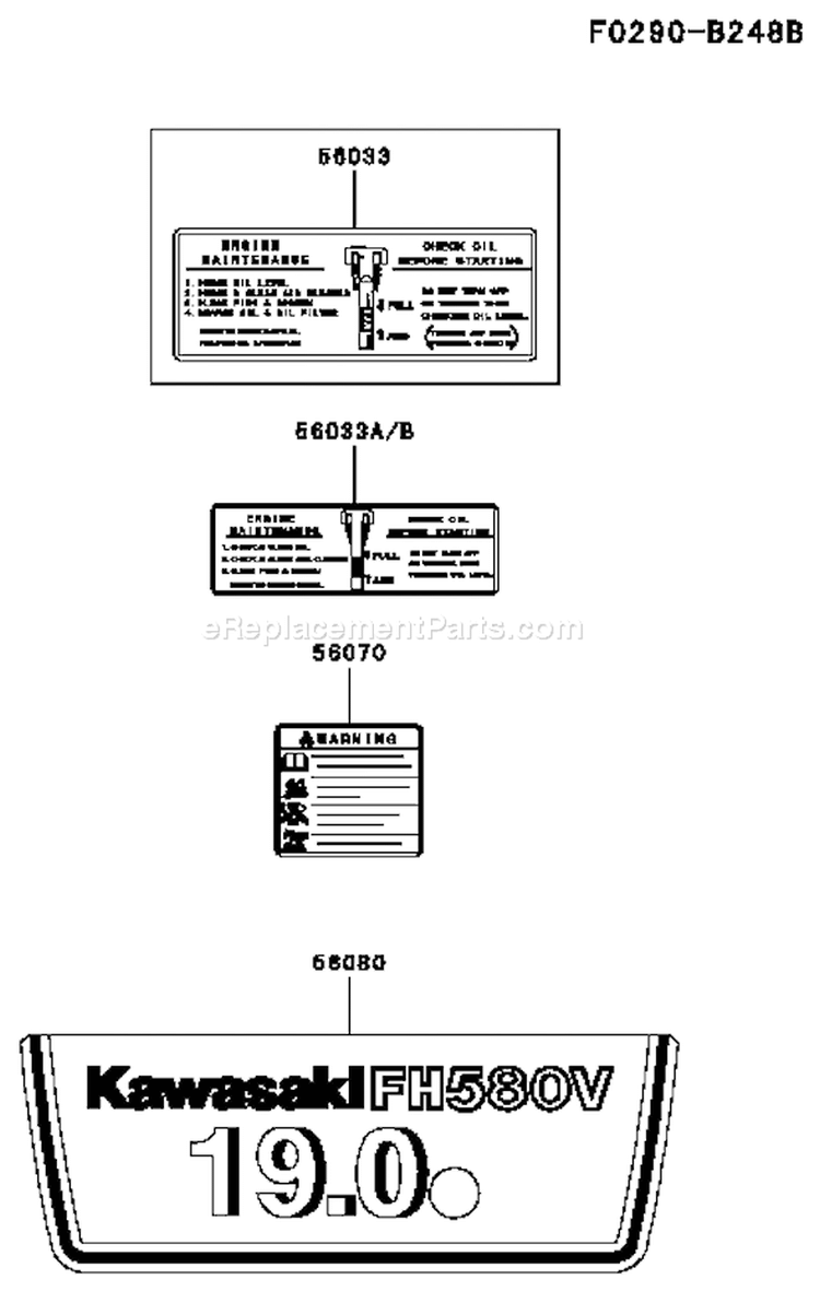 Page H Diagram and Parts List for FH580V AS14 Kawasaki Engine