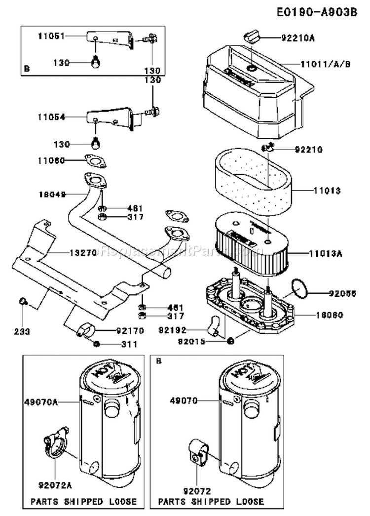 Page A Diagram and Parts List for FH580V CS21 Kawasaki Engine