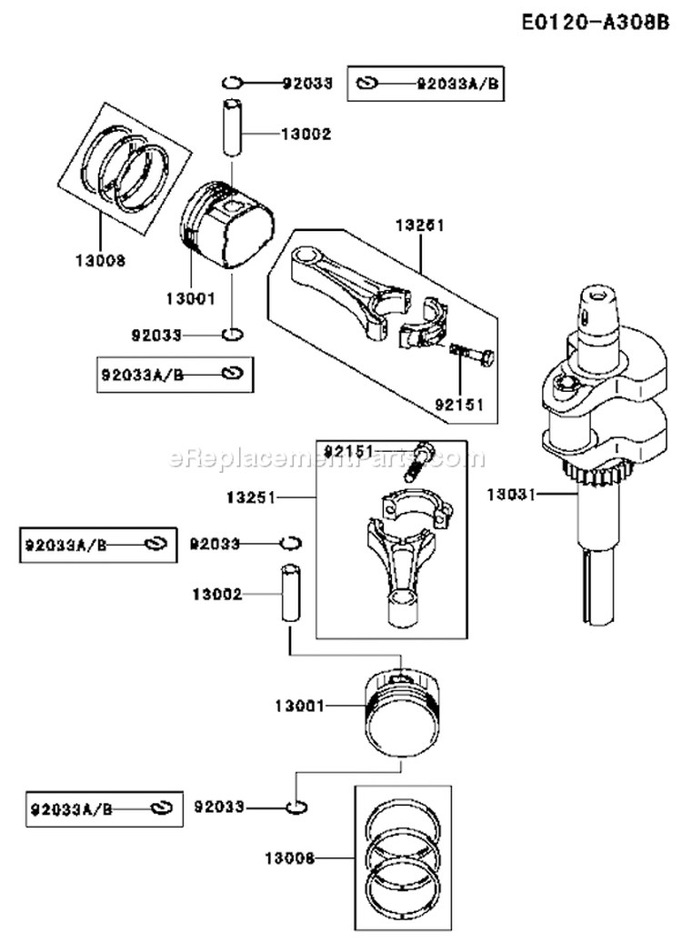 Page J Diagram and Parts List for FH541V-BS21  Kawasaki Engine
