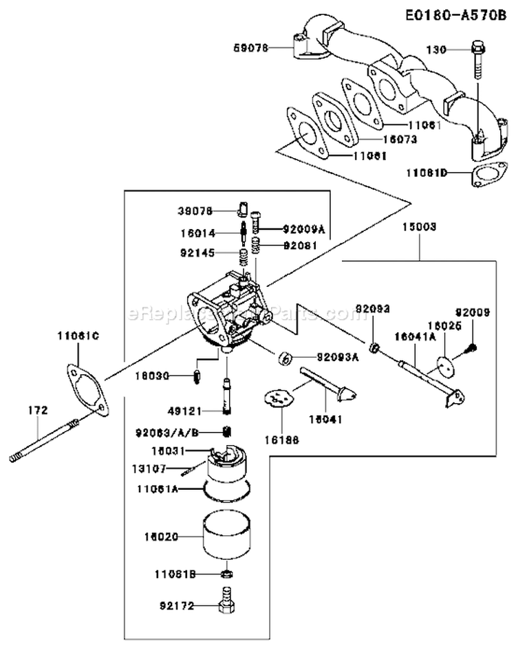 Page B Diagram and Parts List for FH541V-BS21  Kawasaki Engine