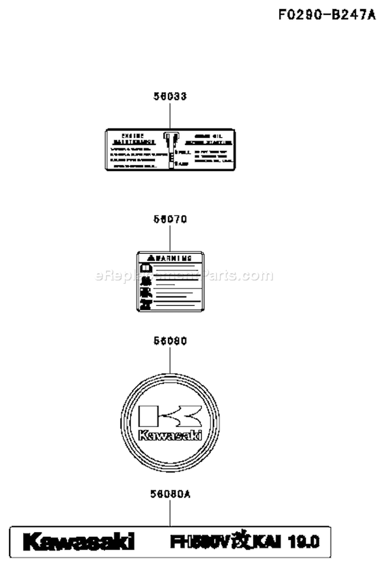 Page H Diagram and Parts List for FH580V CS21 Kawasaki Engine