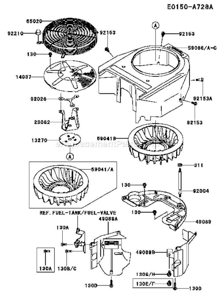 Page D Diagram and Parts List for FH580V AS29 Kawasaki Engine