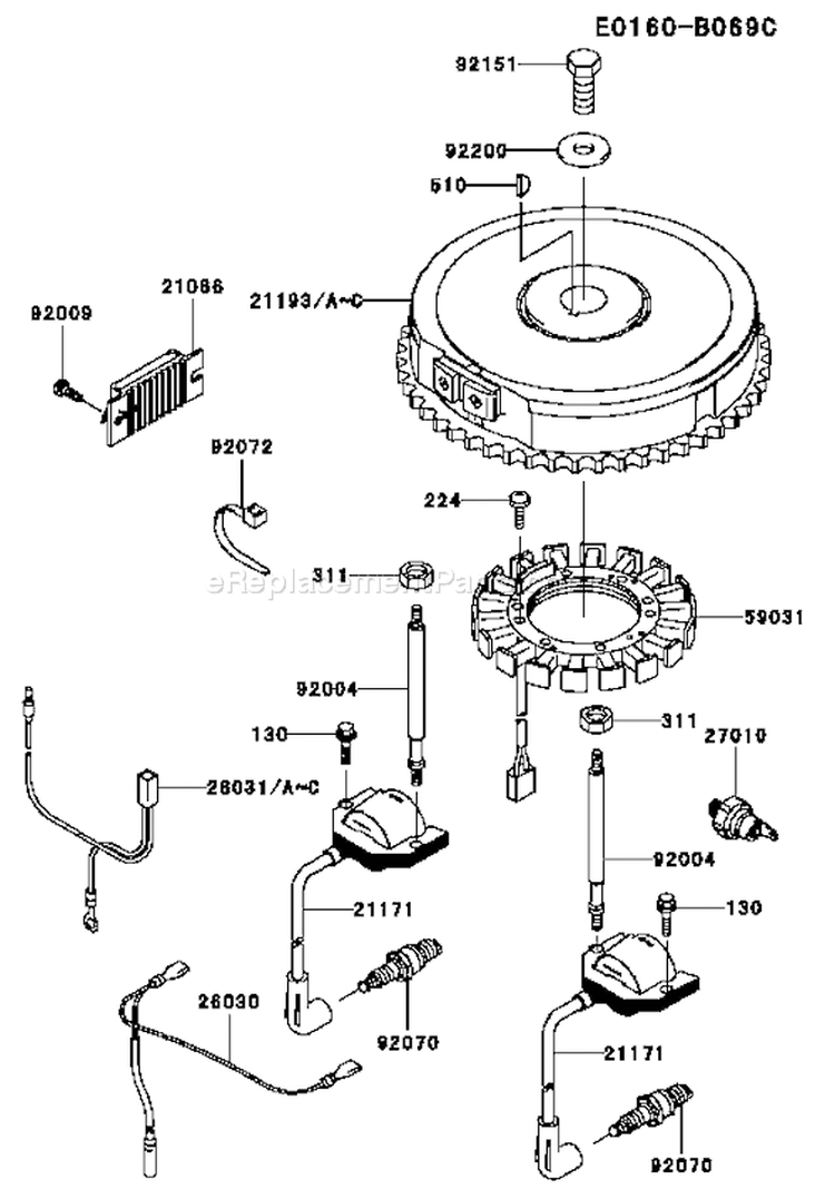Page F Diagram and Parts List for FH580V AS29 Kawasaki Engine