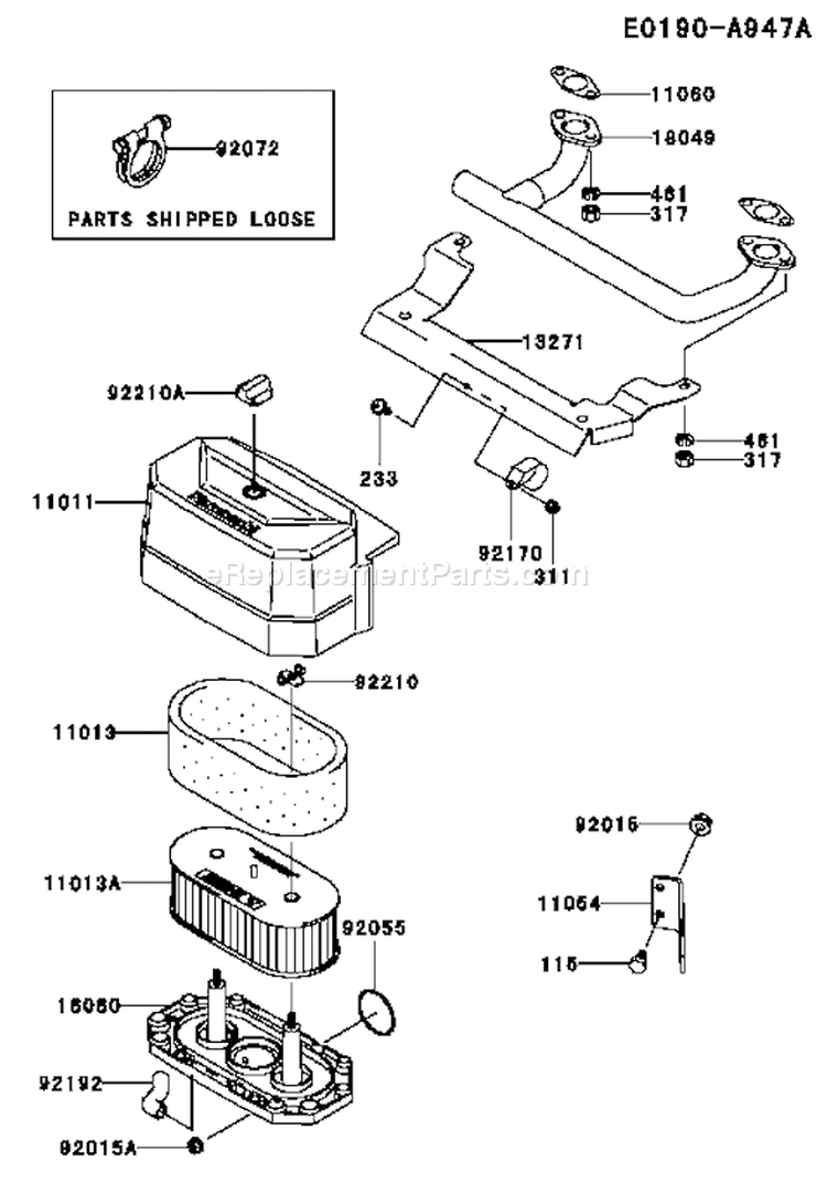 Page A Diagram and Parts List for FH580V CS31 Kawasaki Engine