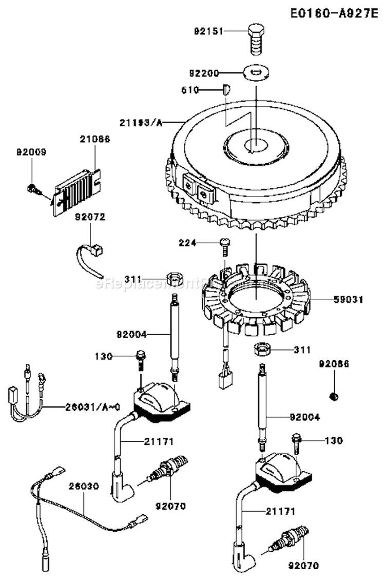 Page F Diagram and Parts List for FH580V BS28 Kawasaki Engine
