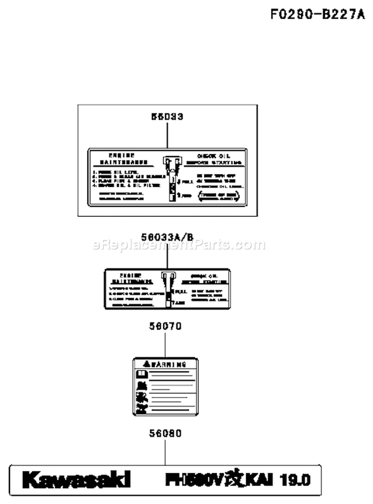 Page H Diagram and Parts List for FH580V BS28 Kawasaki Engine