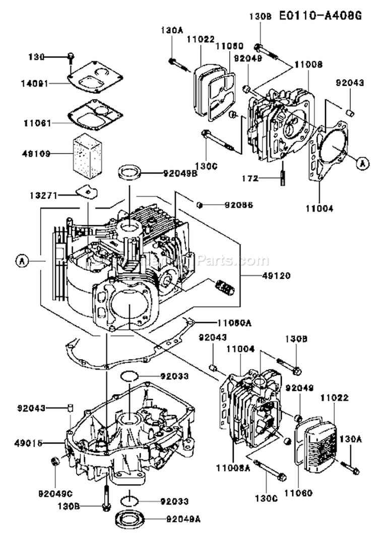 Page E Diagram and Parts List for FH580V BS31 Kawasaki Engine
