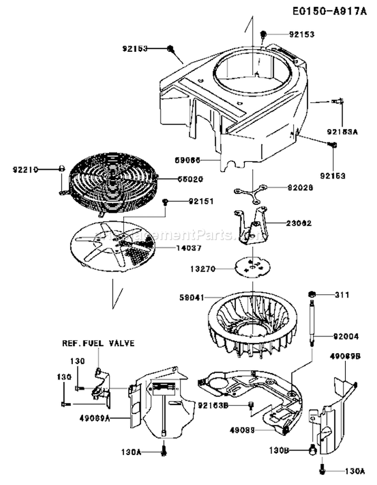 Page D Diagram and Parts List for FH580V CS37 Kawasaki Engine