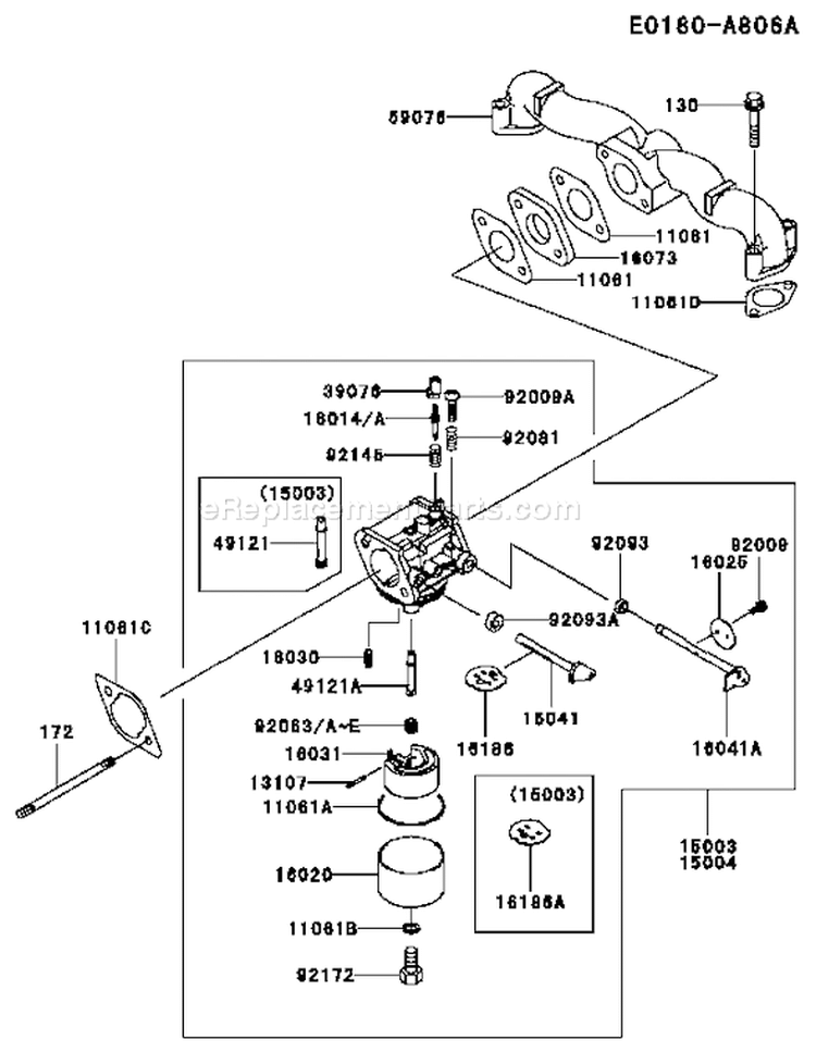 Page B Diagram and Parts List for FH541V-DS21  Kawasaki Engine