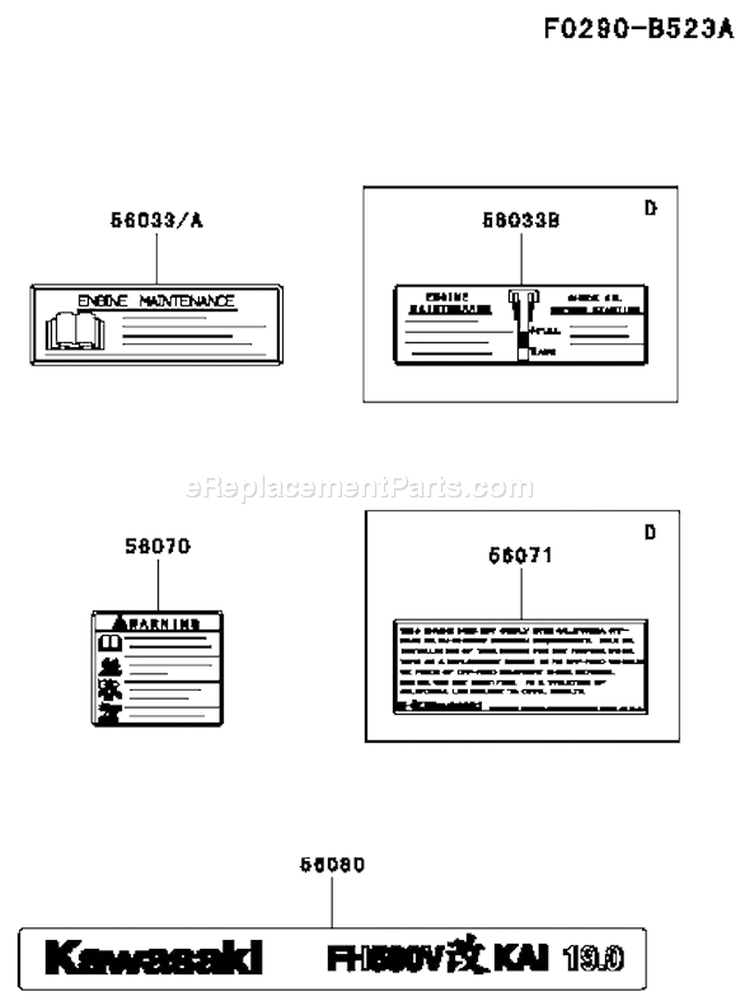 Page H Diagram and Parts List for FH580V DS24 Kawasaki Engine