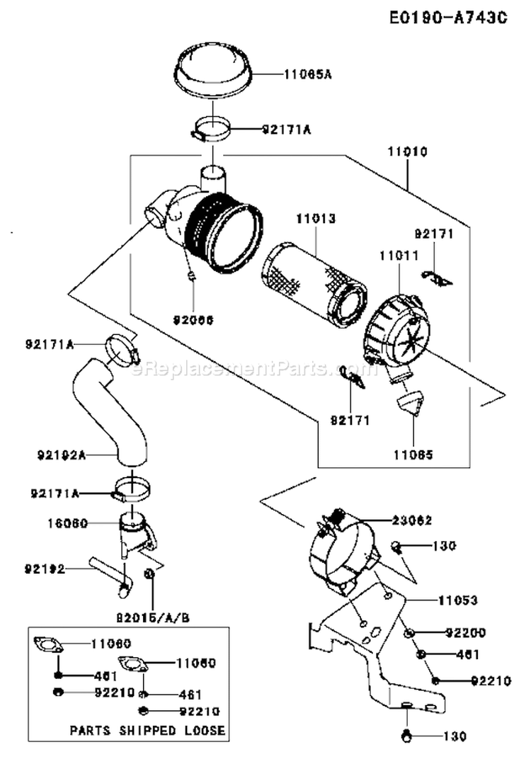 Page A Diagram and Parts List for FH580V ES25 Kawasaki Engine
