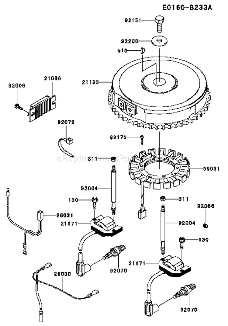 Page F Diagram and Parts List for FH580V ES25 Kawasaki Engine