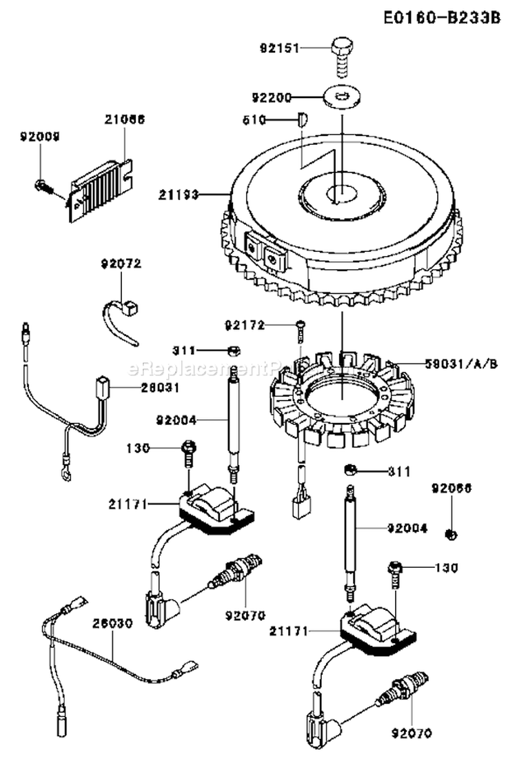Page F Diagram and Parts List for FH580V DS24 Kawasaki Engine