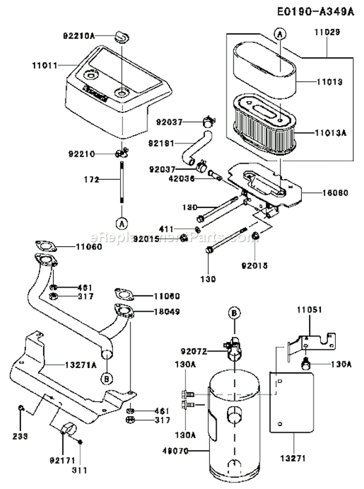 Page A Diagram and Parts List for FH601V AS07 Kawasaki Engine