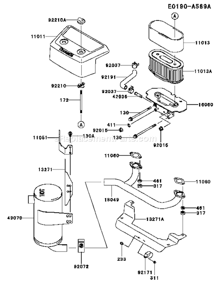 Page A Diagram and Parts List for FH601V AS20 Kawasaki Engine