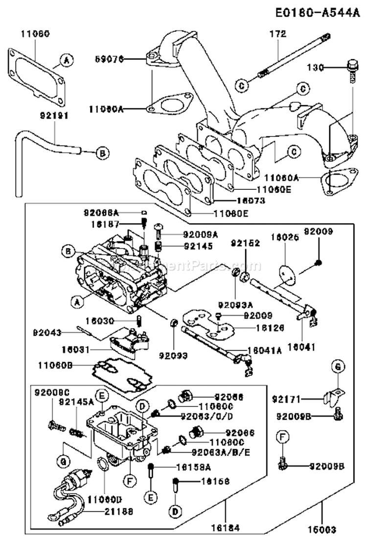Page B Diagram and Parts List for FH601V AS22 Kawasaki Engine