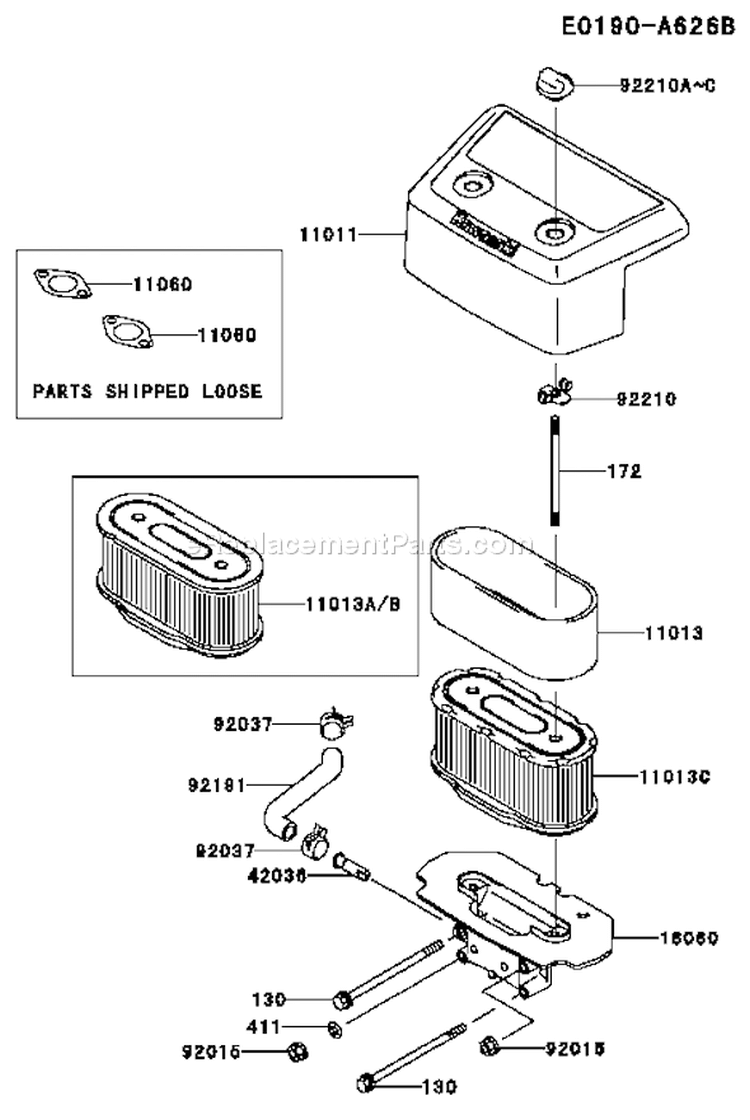 Page A Diagram and Parts List for FH601V AS17 Kawasaki Engine