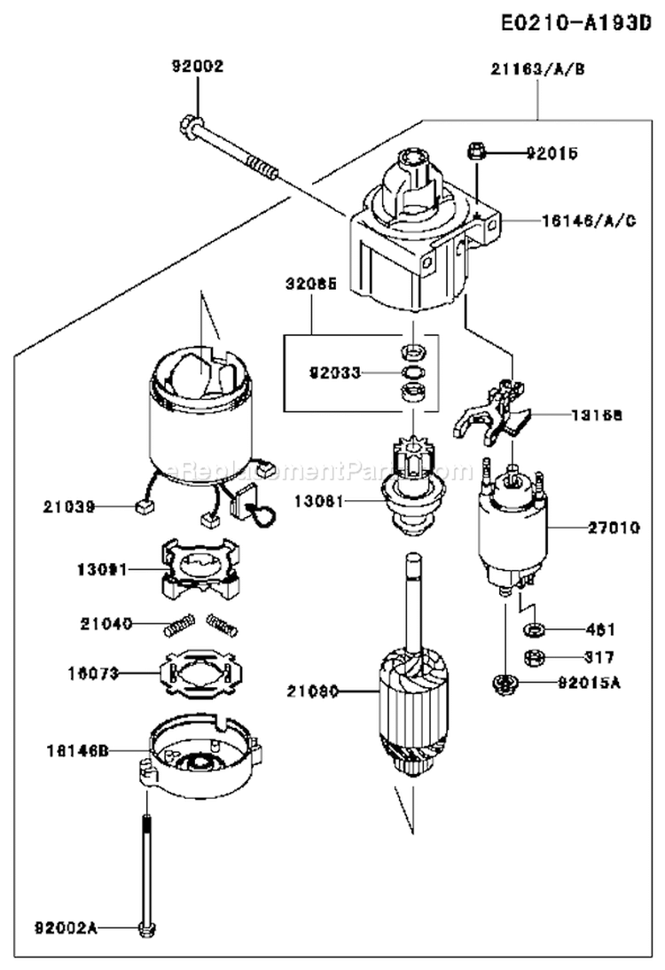 Page J Diagram and Parts List for FH601V AS17 Kawasaki Engine