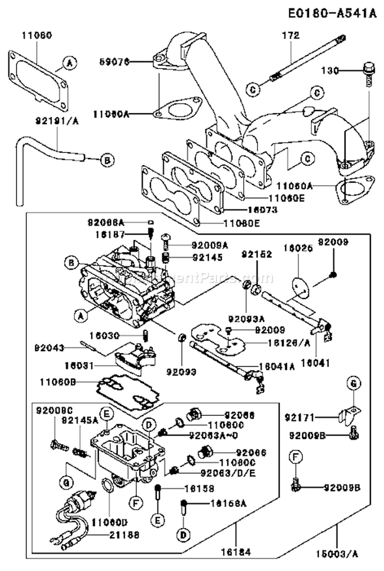 Page B Diagram and Parts List for FH601V AS17 Kawasaki Engine
