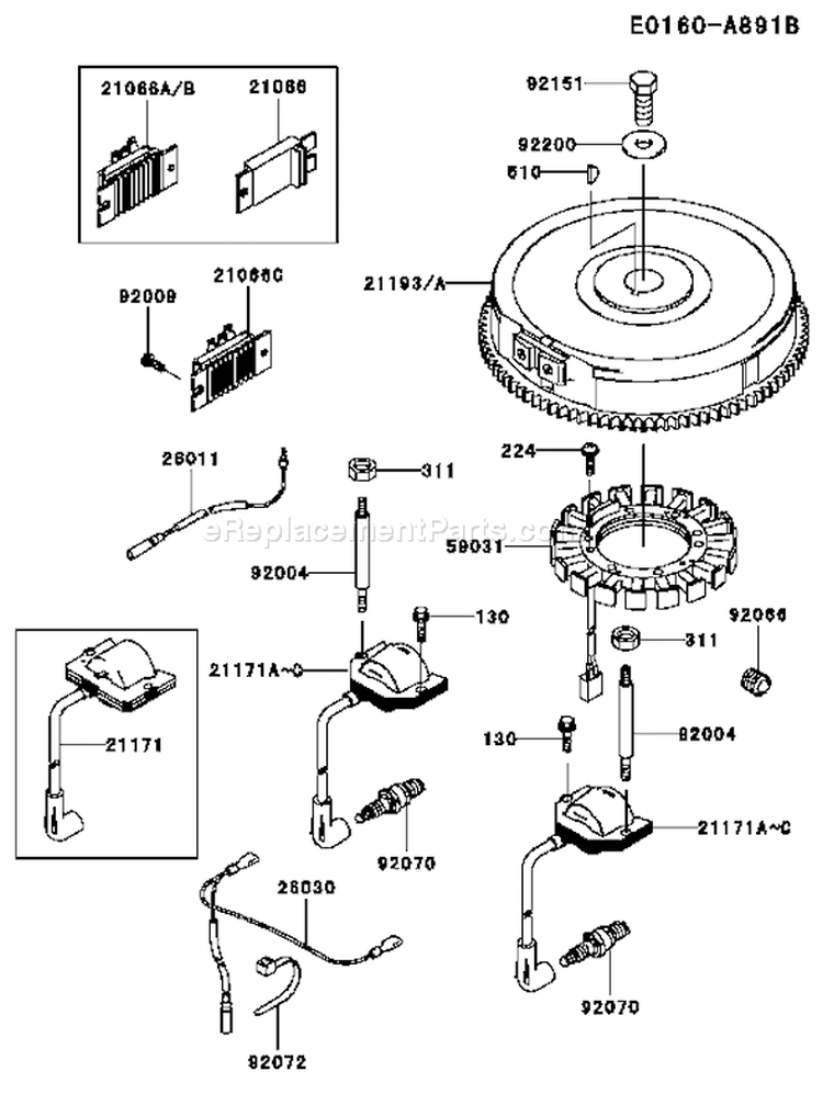 Page F Diagram and Parts List for FH601V BS20 Kawasaki Engine