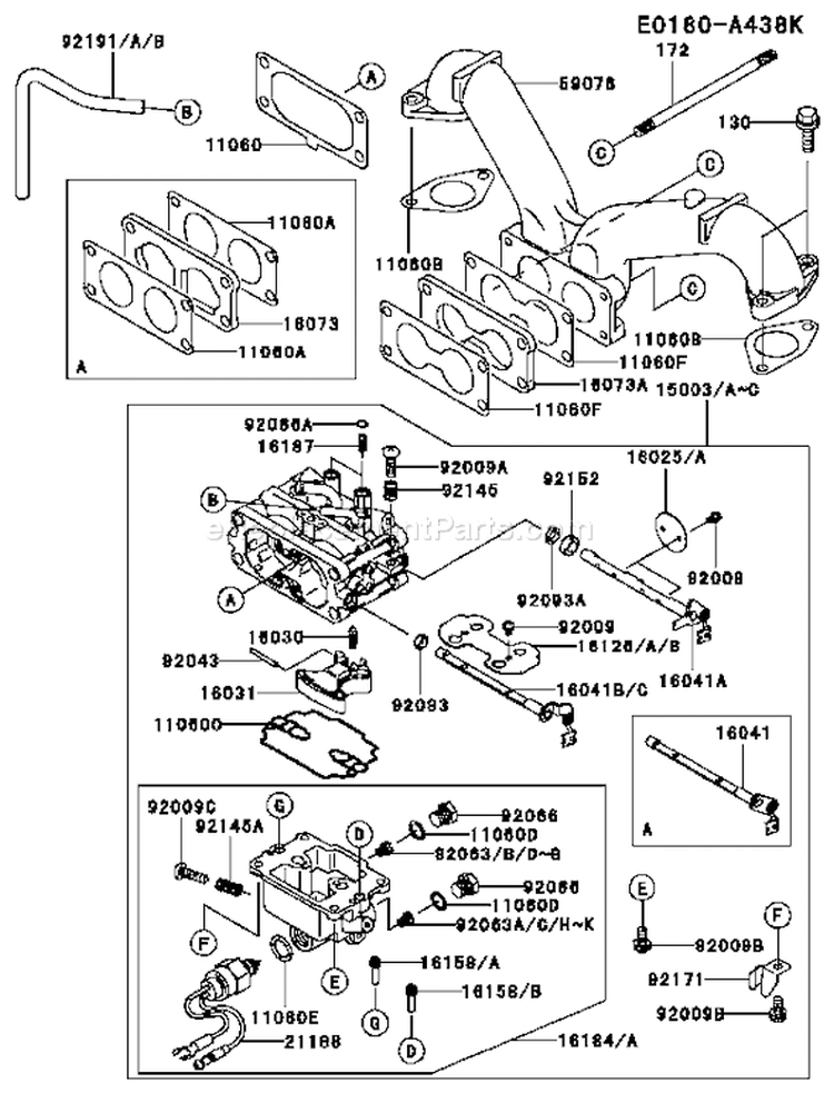 Page B Diagram and Parts List for FH601V CS12 Kawasaki Engine