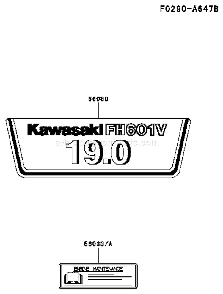 Page H Diagram and Parts List for FH601V CS12 Kawasaki Engine
