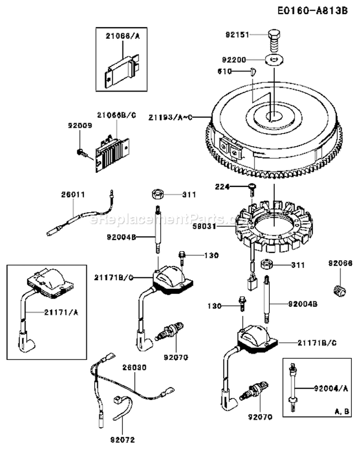 Page F Diagram and Parts List for FH601V BS10 Kawasaki Engine