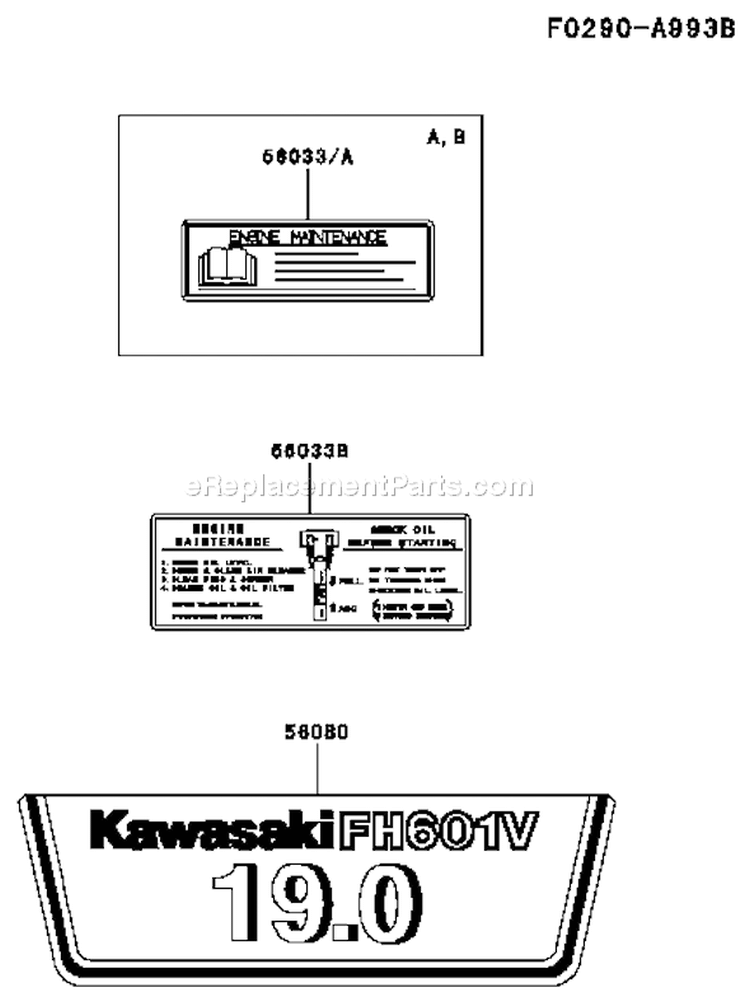 Page H Diagram and Parts List for FH601V BS10 Kawasaki Engine