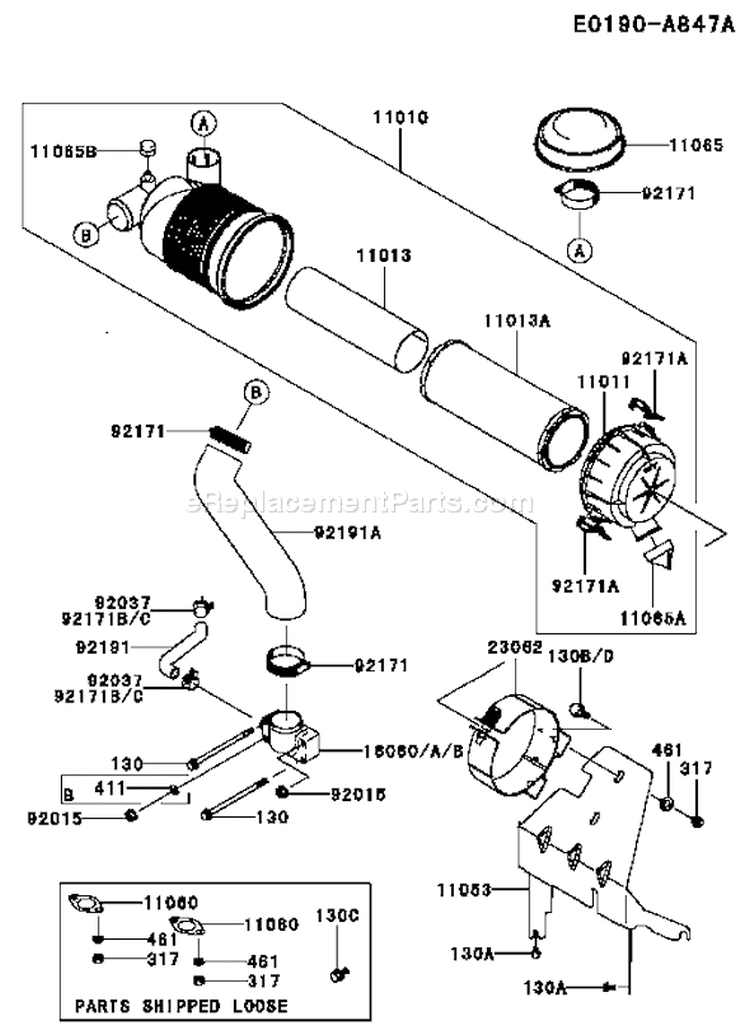 Page A Diagram and Parts List for FH601V CS27 Kawasaki Engine