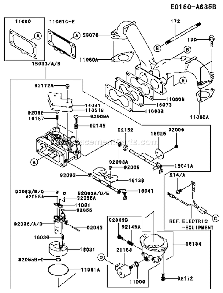 Page B Diagram and Parts List for FH601V CS24 Kawasaki Engine