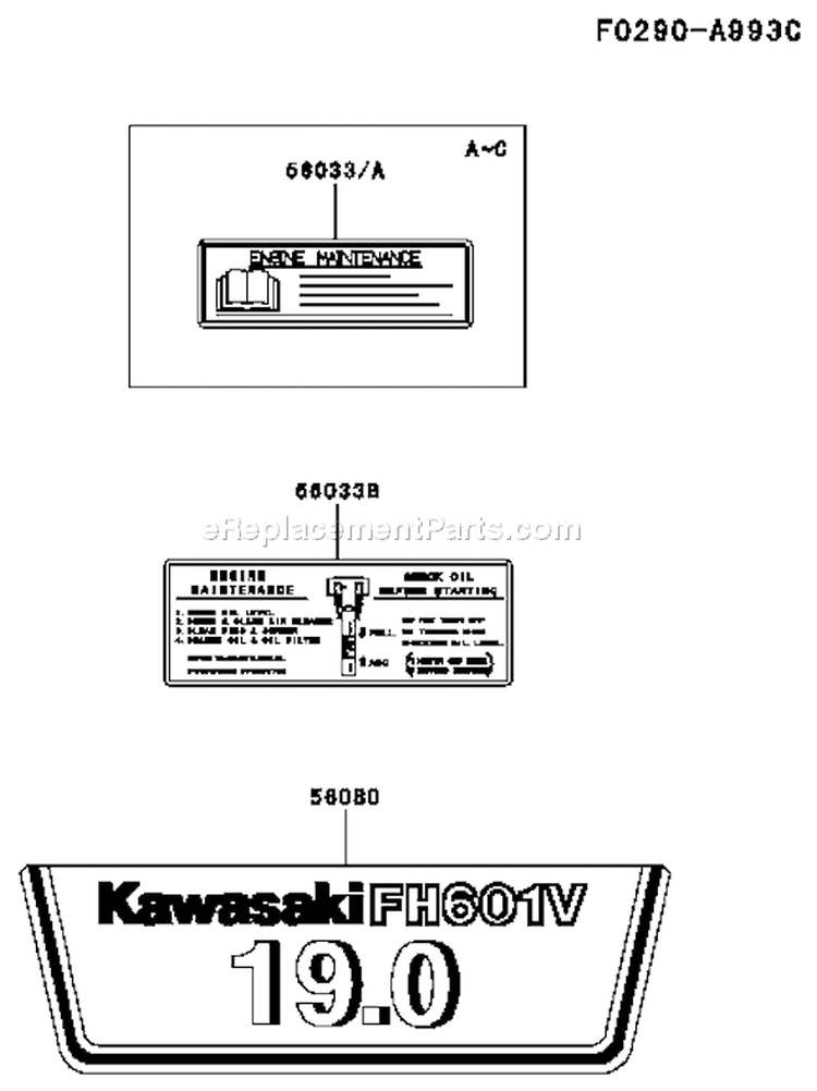 Page H Diagram and Parts List for FH601V DS08 Kawasaki Engine