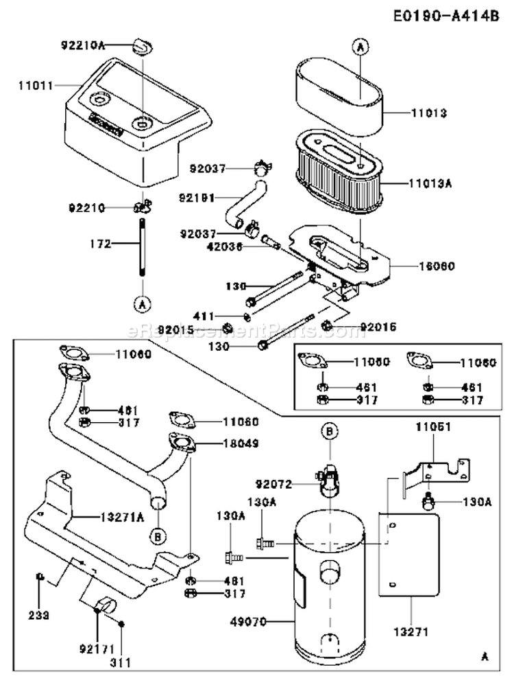 Page A Diagram and Parts List for FH601V CS11 Kawasaki Engine